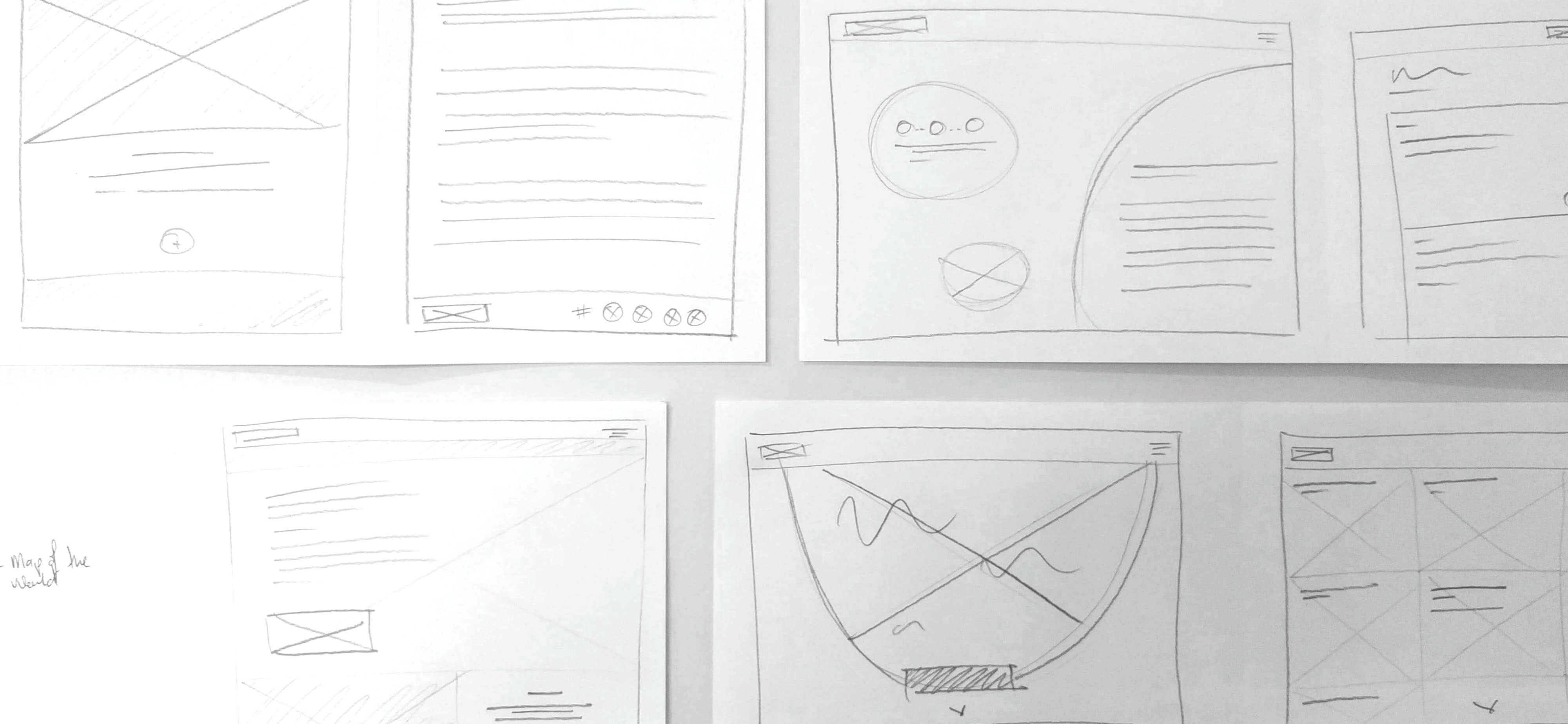 Early wireframe concepts.